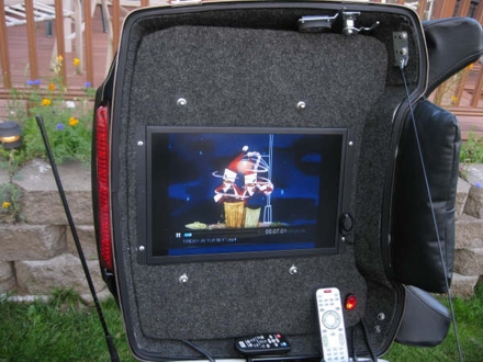 That is indeed a flat screen in the Tou-Pak!