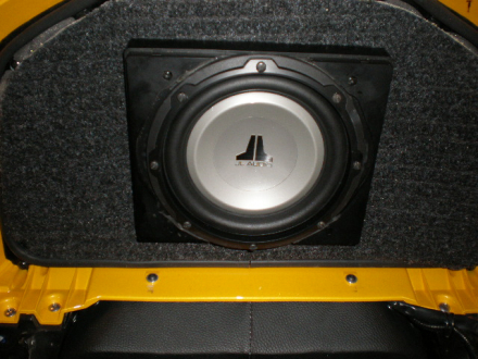 8" JL subwoofer installed in trunk lid